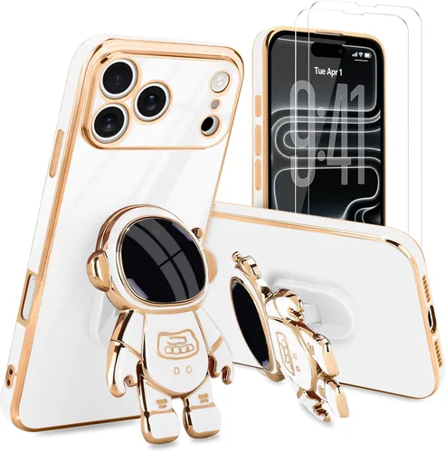 Vista 52 de Pepmune - Funda para iPhone 15 con soporte de astronauta 3D, color negro