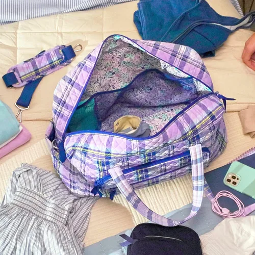 Vista 7 de Vera Bradley - Bolsa de viaje de fin de semana Weekender de algodón para mujer