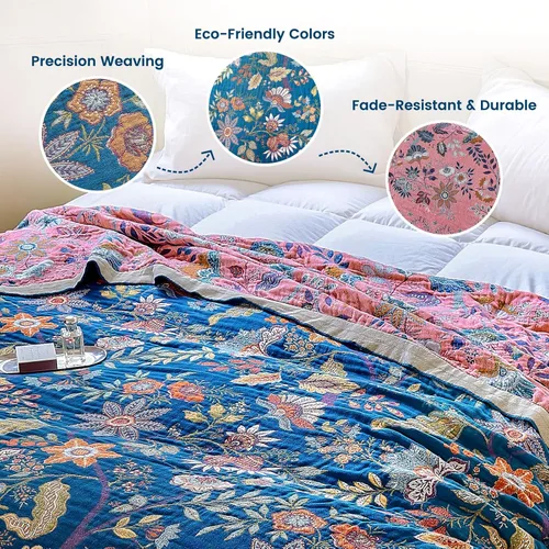 Vista 240 de MSGKV - Manta bohemia/primaveral de algodón para sofá y sala de estar, de gasa acogedora, de 50 x 60 pulgadas 50"x60" Cotton Throw, Woven Bird