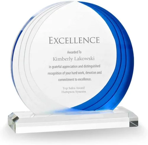 Vista 13 de Awards Trofeo de Acrílico Grabado con Forma de Elipse Puntiaguda de 9" Azul y Blanco - para Empleados - Grabado Personalizado