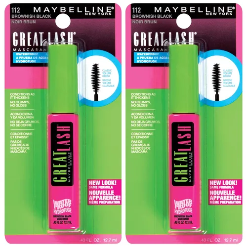 Vista 18 de Maybelline Great Lash Maquillaje de Máscara Lavable, Fórmula Voluminizadora que Acondiciona y Engrosa las Pestañas, Color Negro Muy Profundo, 2 Muy
