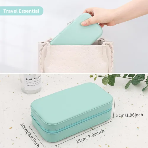 Vista 6 de DesignSter Joyero de viaje, estuche portátil de piel sintética, pequeñas cajas de joyería para regalos, organizador de joyas de viaje para mujeres