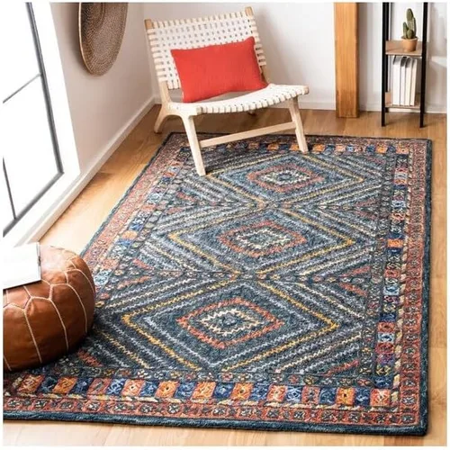 Vista 2 de SAFAVIEH Aspen Collection - Alfombra decorativa de 2 x 3 pies, color óxido y verde, lana bohemia hecha a mano, ideal para zonas de alto tráfico