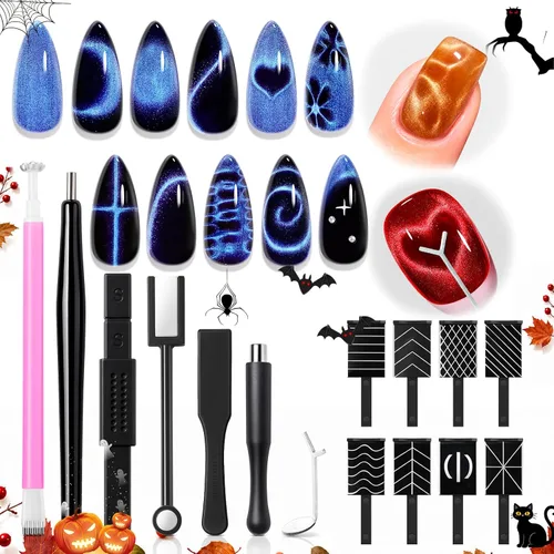 Vista 35 de modelones Imanes de uñas con imán de ojo de gato, ojo de gato, color marrón Juego de imanes de ojo de gato rosa bebé A A A
