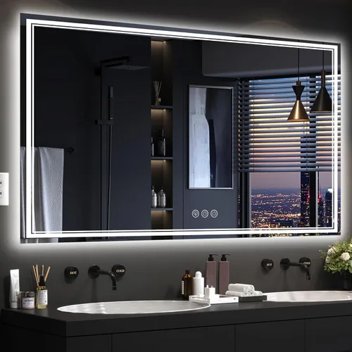 Vista 28 de Ratsamee - Espejo de baño LED de 60 x 36 con luces, retroiluminado+frontal iluminado, antivaho Blanco neutro (frontlit+retroiluminado)