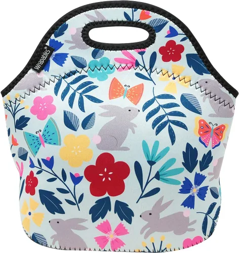 Vista 10 de allydrew Bolsa de almuerzo de neopreno aislada con cremallera para lonchera, plátanos y rayas