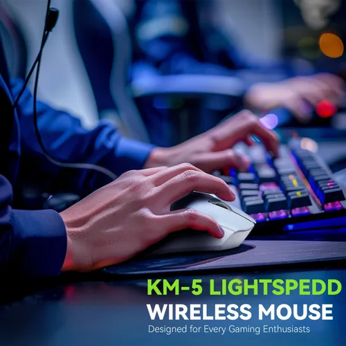 Vista 9 de Ratón para juegos, mouse inalámbrico para computadora portátil con 5 DPI ajustables, ligero, Bluetooth, 6 botones programados, mouse óptico