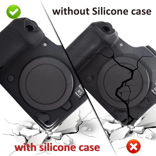 Vista 4 de MUZIRI KINOKOO Funda de silicona compatible con cámara digital Canon EOS R5 Mark II, goma blanda EOS R5 Mark II/EOS R5 II, funda protectora
