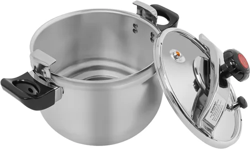 Vista 5 de Olla a presión de acero inoxidable, olla a presión, 11.6 cuartos de galón, 60 Kpa, compatible con estufas eléctricas, inducción y estufas de gas