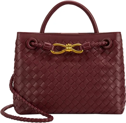 Vista 8 de Woven Tote Bag for Women Leather Shoulder Handbag Designer Top Handle Purses