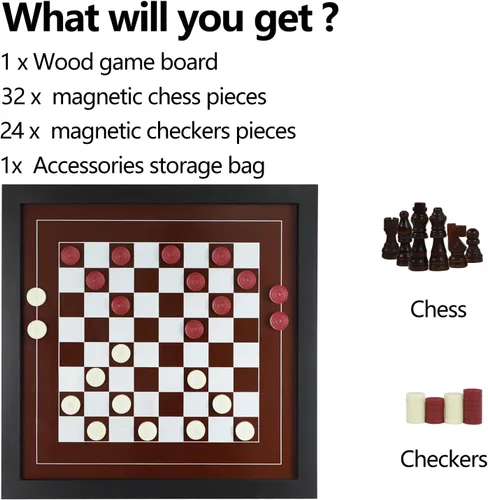 Vista 2 de Juegos de mesa montados en la pared, juego de damas clásicos, estrategia y juegos divertidos, decoración artística para el hogar, juego de mesa