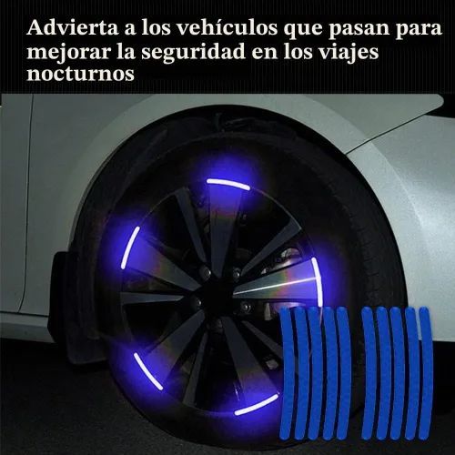 Vista 7 de 20 piezas de calcomanías reflectantes para cubo de rueda de automóvil, calcomanías reflectantes de seguridad nocturna para automóviles, motocicletas