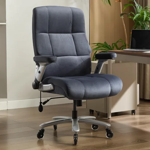 Vista 9 de Silla de oficina grande y alta de 600 libras con reposapiés y brazos abatibles, silla de oficina de tamaño grande para personas pesadas, soporte