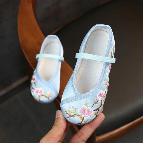 Vista 4 de Encanto - Disfraz de Mirabel para niñas preciosos zapatos planos Mary-Jane de tacón bajo punta redonda zapatos de ballet con bordado floral