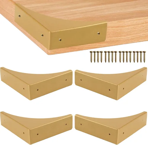 Vista 10 de Protectores de esquina de metal negro decorativo de madera, protectores de esquina de caja de 2.56 pulgadas, esquinas de mesa de metal, soportes