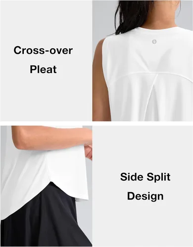 Vista 5 de SANTINY Camiseta sin mangas de entrenamiento para mujer, camiseta atlética A Blanco