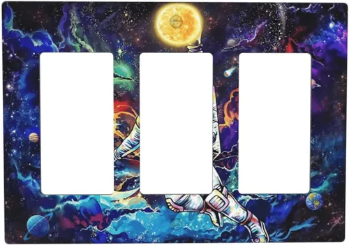 Vista 170 de Pintura al óleo de flores abstractas de 1 cuadrilla de interruptor de luz dúplex individual cubierta de salida placa de pared decorativa Placa