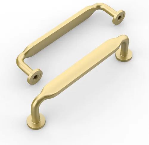 Vista 2 de Amerdeco Paquete de 10 Tiradores de Gabinete Dorado Cepillado 3 Pulgadas (76mm) Centros de Agujeros Manijas de Gabinete de Cocina Aleación de Zinc