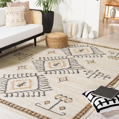 Vista 8 de SAFAVIEH Kilim Collection - Alfombra decorativa de 2 x 3 pies, color negro y marfil, yute de tejido plano hecho a mano, ideal para zonas de alto