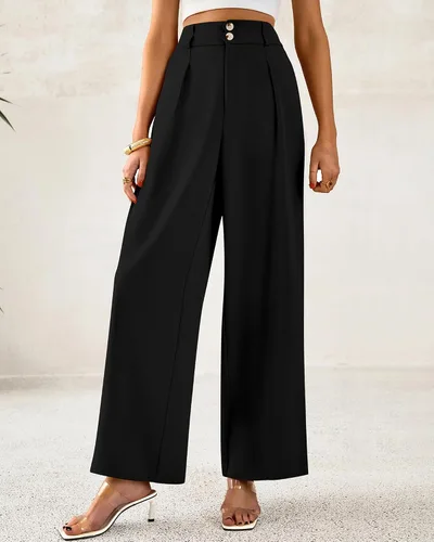 Vista 7 de BTFBM Pantalones de vestir de pierna ancha para mujer, trajes casuales de Negro