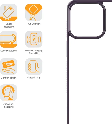 Vista 9 de Armor Funda Signature para iPhone 14 Pro (morado sombra con cinta naranja)