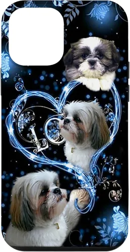 Vista 16 de Funda para PC iPhone 16 I Love Shih Tzu Dogs Flowers Heart Shih Tzu Metal