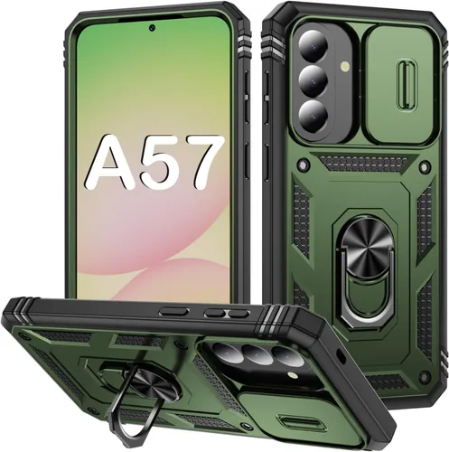 Vista 67 de PASNEW Funda militar para iPhone 13 Pro Max, cubierta de cámara deslizante y soporte de anillo de metal de 360°, carcasa rígida multicapa resistente