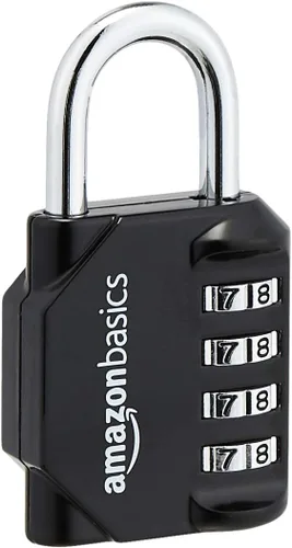 Vista 4 de Amazon Basics Cerradura de combinación de 4 dígitos para gimnasio y deportes, paquete de 2, color negro