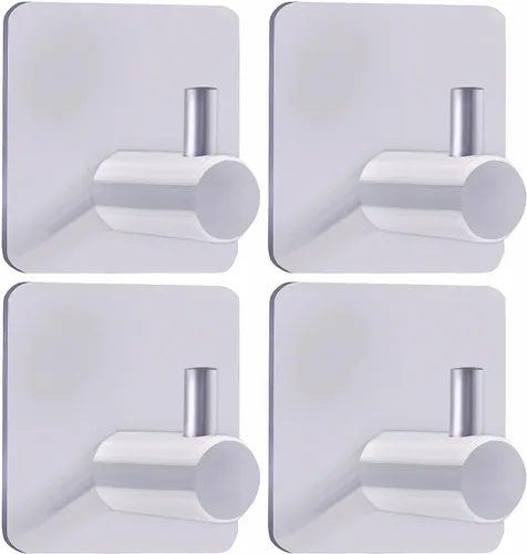 Vista 9 de Ganchos adhesivos negros, paquete de 4 ganchos de pared resistentes, ganchos adhesivos impermeables para colgar toallas, llaves, abrigos, sombreros