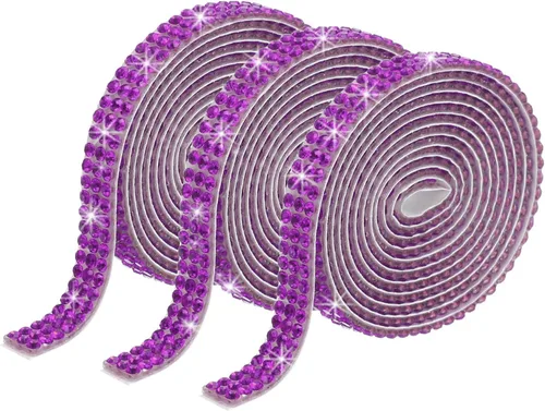 Vista 52 de MECCANIXITY 3 rollos de cinta de diamantes de imitación autoadhesiva de 3 yardas y 0.315 in para proyectos de artes y manualidades, pasteles de Beige
