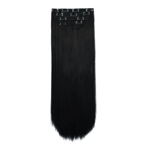 Vista 10 de REECHO - Juego de 4 extensiones de cabello sintético con clip de 12 pulgadas, 14 pulgadas y 16 pulgadas, lacio, largo y grueso, marrón oscuro