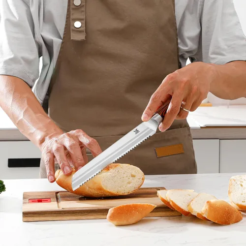 Vista 8 de MSY BIGSUNNY Juego de cuchillos de cocina de 5 piezas, cuchillo de cocina profesional alemán de acero inoxidable, serie Tang
