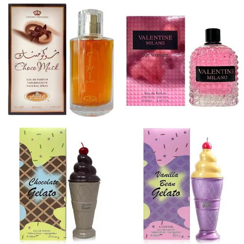 Vista 24 de AFLUXE Set de perfume para mujer, 4 piezas, colección Eau De Parfum de larga duración, almizcle Choco/Milano Mujer/6pm Rosa/7AM Fresh