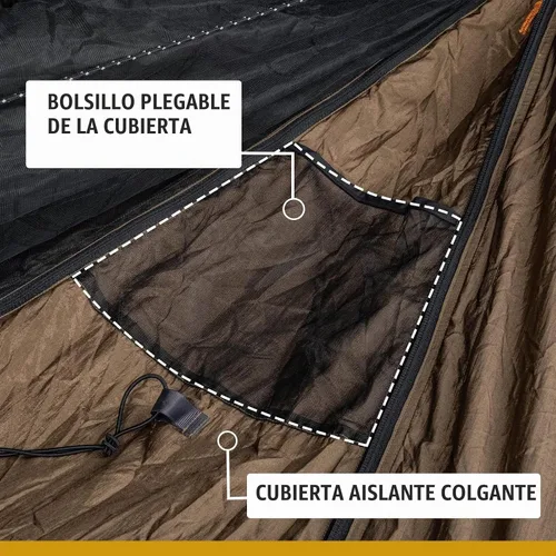 Vista 3 de OneTigris KOMPOUND - Hamaca de campamento con red, hamaca portátil ligera con cubierta interna cálida y correas amigables con los árboles