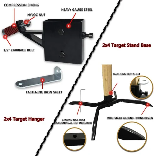 Vista 2 de Sistema de Soporte para Blancos Highwild - Blanco de Acero AR500 con Kit de Montaje 2x4