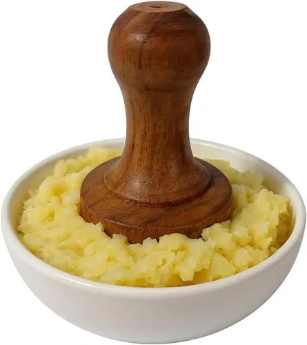 Vista 4 de Triturador de patatas de madera uso diario Pav de madera Bhaji/Vegetal/Triturador de patatas Roti Chapati de madera, Roti Bhakri o Khakara en Tava