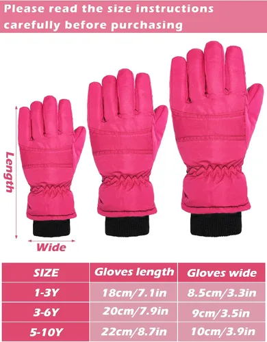 Vista 3 de Guantes de esquí de invierno para niños de Boao, impermeables, guantes cálidos para la nieve, guantes de dedo completo para niños pequeños y bebés
