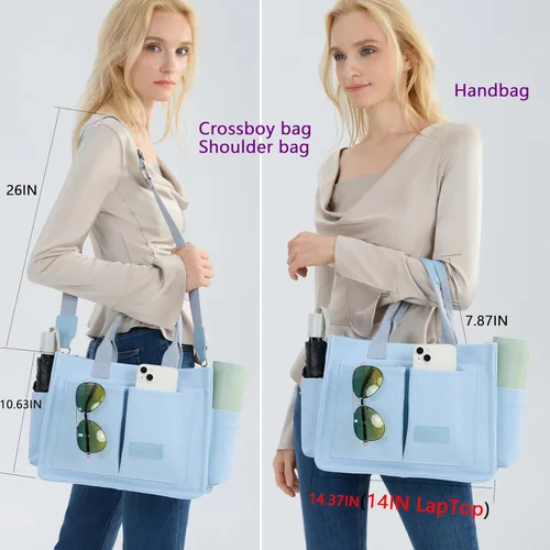 Vista 2 de Bolso de lona para mujer, bolsos cruzados para mujer, bolsos de trabajo para computadora portátil, bolso grande de mano para enfermera o profesora