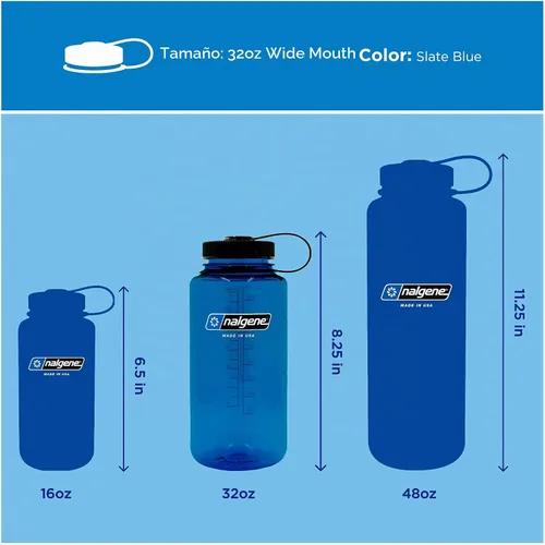 Vista 6 de Nalgene Botella de agua de boca ancha de 32 onzas, azul pizarra