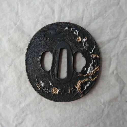 Vista 11 de Japanese Katana Sword Guard (Tsuba) - Hand-Forged Alloy Samurai Tsuba 3.2", Authentic Iaido Accessory for Sword Collection, Durable Fitting