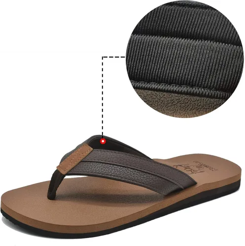 Vista 2 de KuaiLu - Sandalias de pata de gallo para hombre con soporte para el arco y plantilla de piel usada para tapetes de yoga