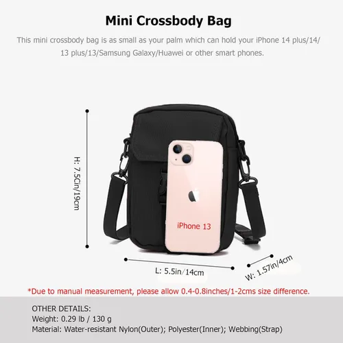 Vista 2 de Jinfield Bolso cruzado pequeño de nailon para mensajero bolso lateral casual bolso de hombro mini bolso de mano para niños y niñas