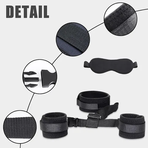 Vista 6 de BDSM - Juego de juguetes sexuales de bondage, correas de sujeción para cama sexual, juego de esposas para adultos adultos, dormitorio, kit