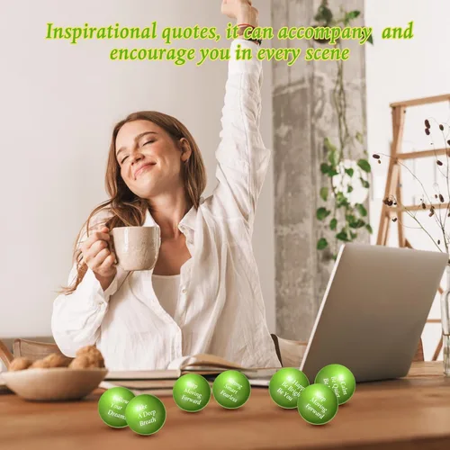 Vista 7 de Aoriher - 36 bolas antiestrés con citas motivacionales para adultos, color verde claro
