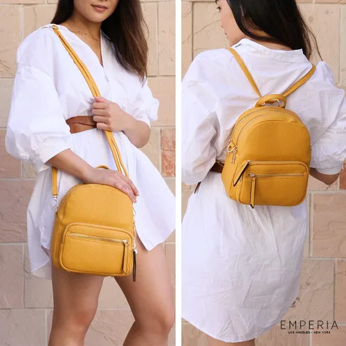 Vista 6 de EMPERIA Klara - Mochila pequeña de piel sintética, casual, de 3 vías, ligera, convertible para mujer, Rojo, talla única , Mochilas tipo mochila