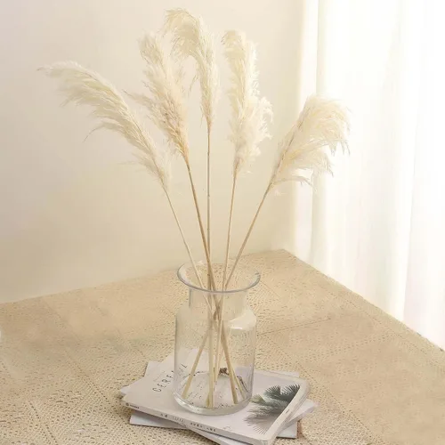 Vista 12 de Efavormart - Paquete de 50 ramos de flores de hierba de pampa seca con cola de conejo marrón de 15 pulgadas, arreglos de tallo bohemio