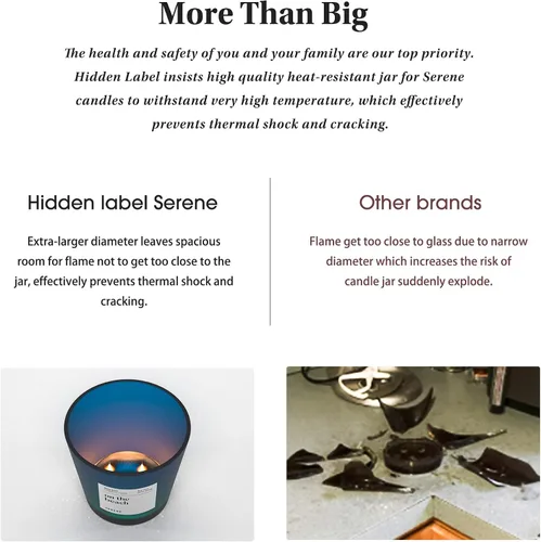 Vista 5 de Hidden Label Serene Collection - Vela perfumada grande, madera ámbar y jazmín, vela enorme de 30 onzas con 3 mechas, velas de soja natural