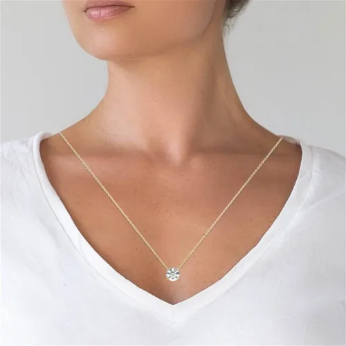Vista 6 de Colgante y collar redondo de moissanita de talla brillante VVS1 de 3.00 quilates con cadena para mujer, solitario de diamante incoloro, regalo