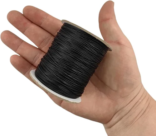 Vista 3 de Cordón de poliéster encerado para hacer joyas, cuerda encerada con carrete para hilo de manualidades (negro, 0.020 in (150 yardas))