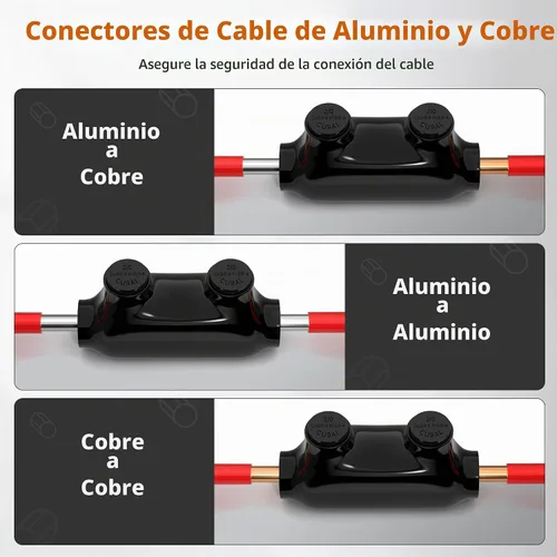 Vista 4 de Joinfworld Conector de empalme en línea aislado calibre 2/0-6, conectores de alambre de aluminio a cobre, conectores de alambre de aluminio